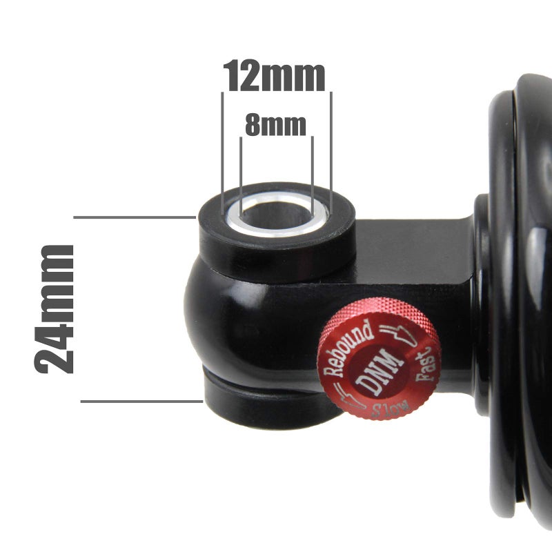 DNM Damping 2 System Mountain Bike Rear Shock Rebound/Preload Anodized Aluminum Alloy 6061 Coil Spring 750 lbs - 165mm - Image 3